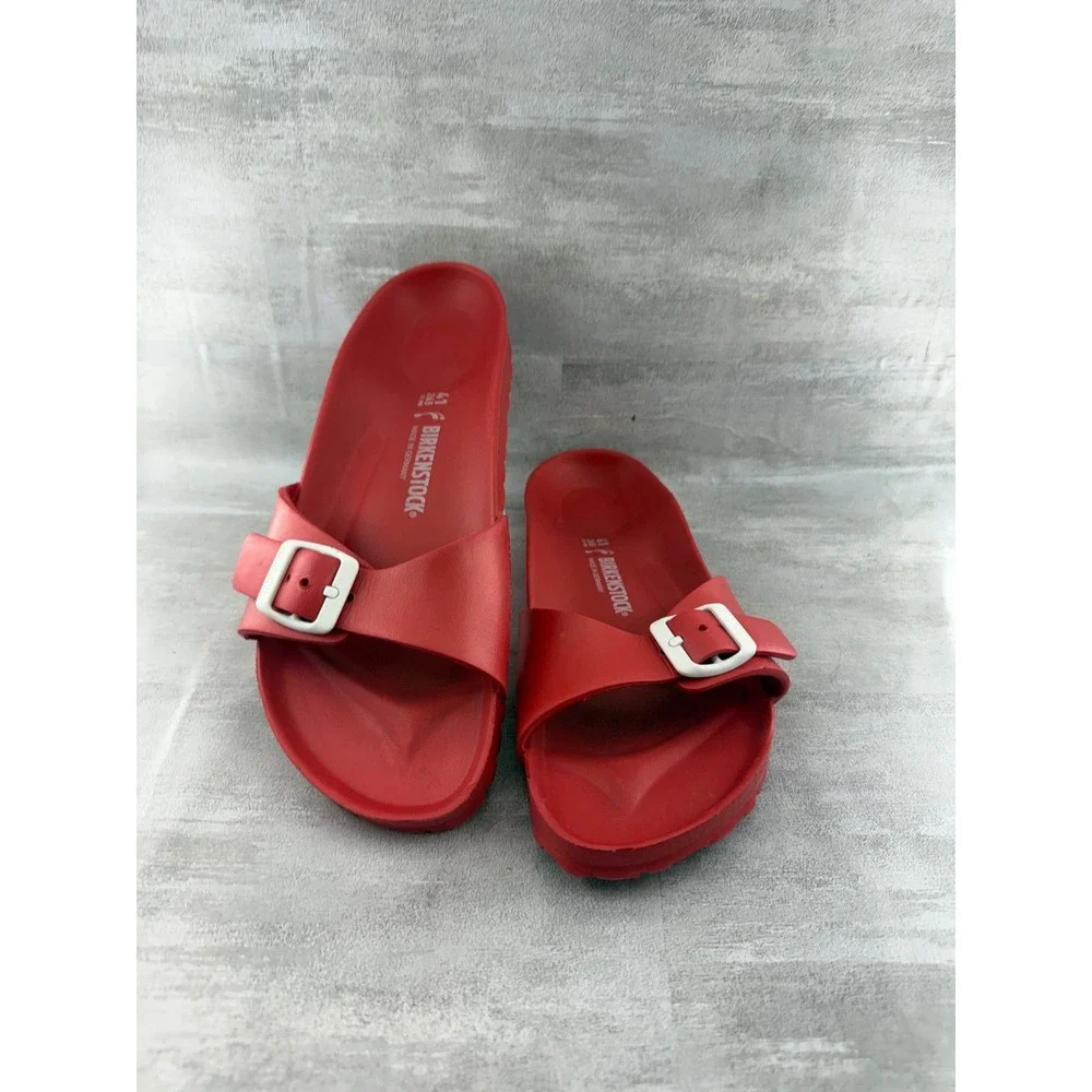 Birkenstock Madrid EVA Red Slide Sandals Waterproof White Buckle Men 8 Womens 10